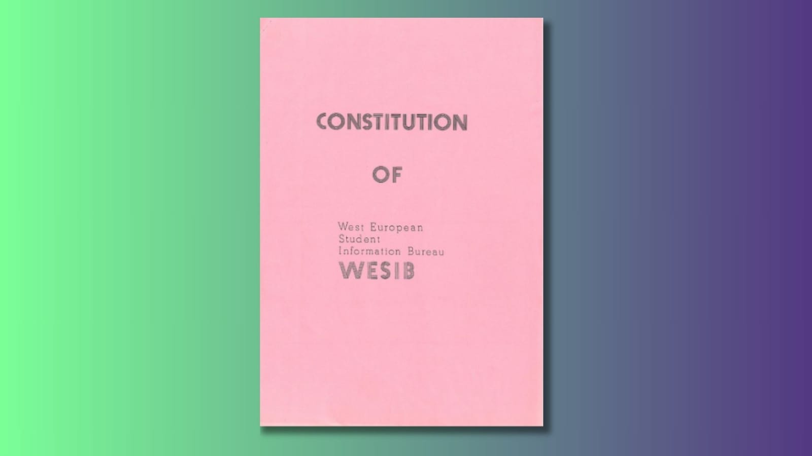 Constitution of WESIB, 1986