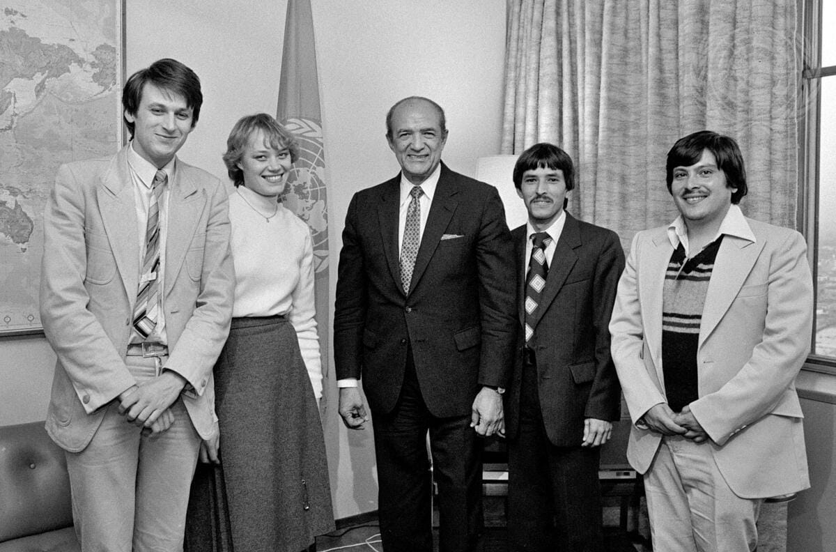 UN General Assembly President Meets with International Union of Students, 1983